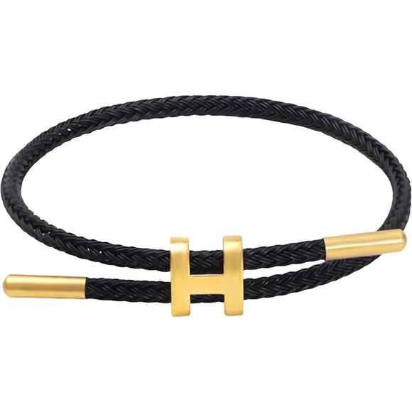 Luxury H Shape Buckle Bracelet - Polished 18k Gold-Plated Women's Jewelry - Picture 1 of 6